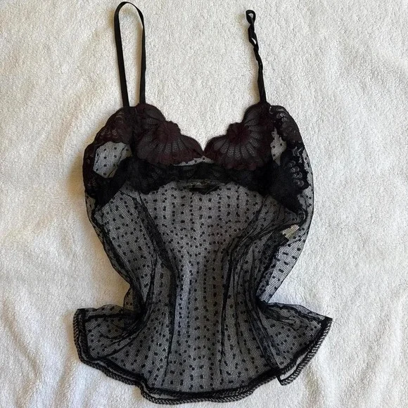 vintage black lace cami top - Picture 2 of 5